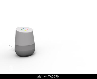 3D-Rendering von einer virtuellen Voice Assistant in weißem Hintergrund. Stockfoto