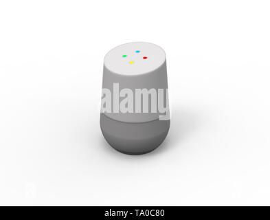 3D-Rendering von einer virtuellen Voice Assistant in weißem Hintergrund. Stockfoto