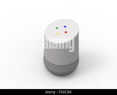3D-Rendering von einer virtuellen Voice Assistant in weißem Hintergrund. Stockfoto