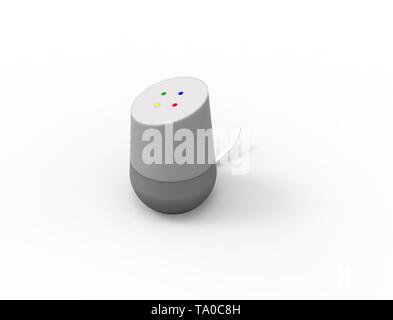 3D-Rendering von einer virtuellen Voice Assistant in weißem Hintergrund. Stockfoto