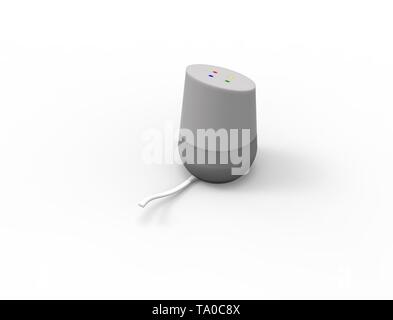 3D-Rendering von einer virtuellen Voice Assistant in weißem Hintergrund. Stockfoto