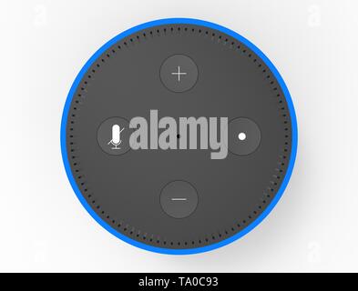 3D-Rendering von einer virtuellen Voice Assistant in weißem Hintergrund. Stockfoto