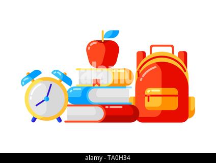 Schule Hintergrund mit Bildung Icons und Symbole. Abbildung in trendigen Flat Style. Stock Vektor