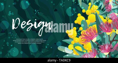 Tropischen Australien design vector Blätter und Blumen Stock Vektor