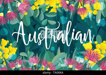 Tropischen Australien design vector Blätter und Blumen Stock Vektor