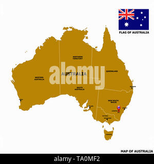 Karte von Australien mit Flagge. Australische Infografik. Stockfoto