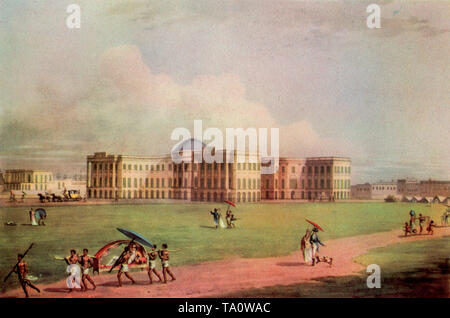 Im Osten Angesichts der neuen Regierung Haus, Kalkutta' 1805. Von James Moffat (1775-1815). Neue für Mitteilung Haus wurde 1802 erbaut. Stockfoto