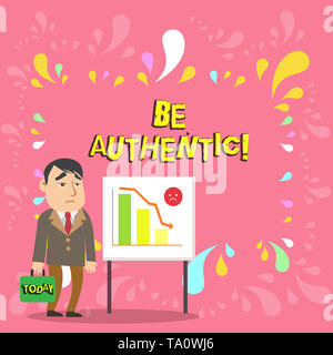 Konzeptionelle Hand schreiben, verbindlich. Begriff Sinne etwas, braucht Mut und treu zu bleiben, sich Geschäftsmann mit kurzen Fall tun Stockfoto