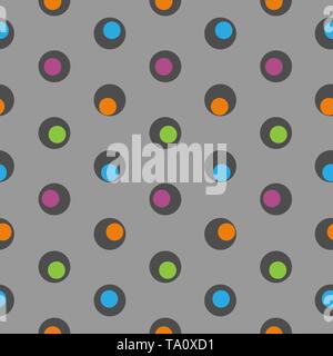 Farbe tupfen abstrakte nahtlose Muster auf einem grauen Hintergrund. Vector Illustration Stock Vektor