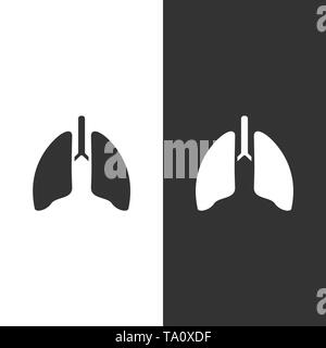 Lungen Symbol auf schwarzen und weißen Hintergrund. Vector Illustration Stock Vektor