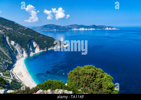 Luftaufnahme des berühmten myrtos Beach auf Kefalonia, Griechenland Stockfoto
