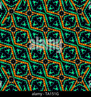 Digitale abstrakte Moderne geometrische nahtlose Muster in gemischten dunkle Farben Stockfoto