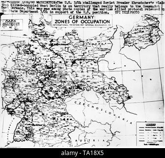 Karte von alliierten Besatzungszonen in Deutschland 1945 Stockfoto