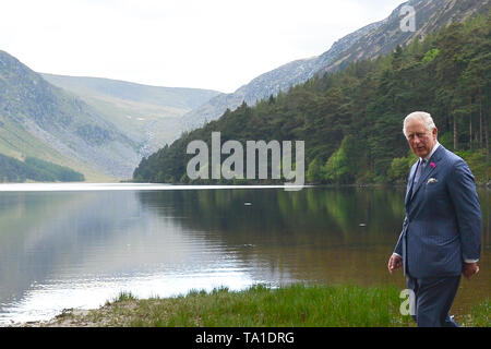 Glendalough, Irland. 21 Mai, 2019. Prinz Charles, Prinz von Wales bei Glendalough Oberer See Bereich gesehen, während am zweiten Tag seines Besuchs in der Republik Irland. Credit: ASWphoto/Alamy leben Nachrichten Stockfoto