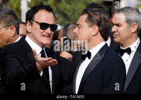 Quentin Tarantino und Leonardo DiCaprio an der "Once Upon a Time in Hollywood" Premiere während der 72Nd Cannes Film Festival im Palais des Festivals am 21. Mai 2019 in Cannes, Frankreich Stockfoto