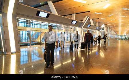 Innenraum der Hamad internationaler Flughafen in Doha, Katar Stockfoto