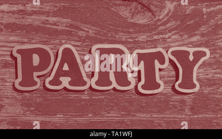 Wort Partei der Holz- Buchstaben auf Holzbrett gemacht Stockfoto