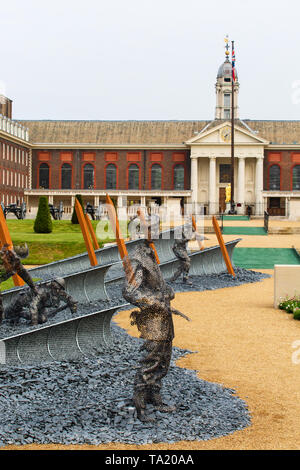 D - Tag 75 Garten. Eine Installation erstellt von Johannes Everiss 75 Jahre nach dem D-Day, wenn die alliierten Truppen nach Europa zurück zu gedenken. Stockfoto