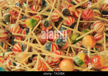 Candy am Stiel oder Lutscher Hintergrund oder Textur Stockfoto