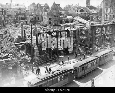 Ruinen und Trümmer in die Bayerstrasse nach dem Zweiten Weltkrieg, 1945 Stockfoto