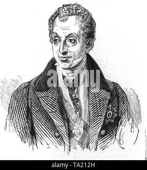 Der österreichische Bundeskanzler und Diplomat Fürst Klemens Wenzel von Metternich (1773-1859). Stockfoto