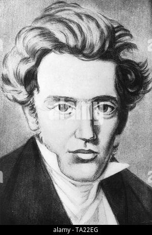 Soren Aabye Kierkegaard (1813-1855), dänischer Theologe, Philosoph und Schriftsteller. Stockfoto