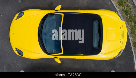 Porsche 911 von oben Stockfoto