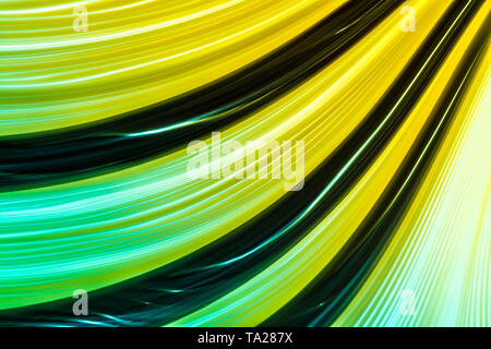 Futuristische abstrakte Sommer Hintergrund der schönen leuchtenden Neon farbige Linien mit Farbverlauf von Gelb nach Grün. Stockfoto