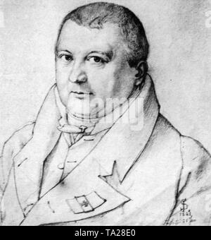 Karl Wilhelm Friedrich von Schlegel (10.03.1772 - 12.01.1829), ein deutscher Philosoph und Dichter, nach einer Zeichnung von 1821. Stockfoto