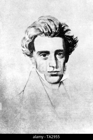 Soren Aabye Kierkegaard (1813-1855), dänischer Theologe, Philosoph und Schriftsteller. Stockfoto