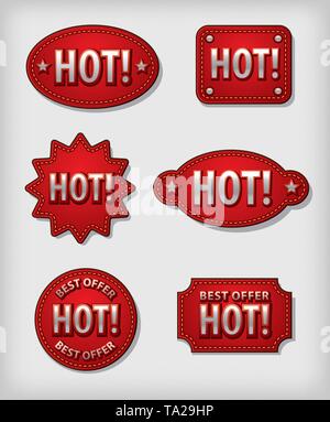 Hot Etiketten und Abzeichen Stock Vektor