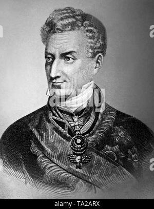 Klemens Wenzel von Metternich (1773-1859), österreichischer Staatsmann. Gravur. Stockfoto