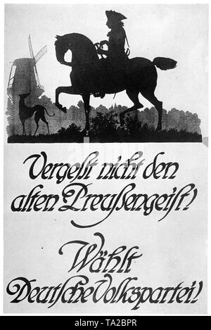 Wahlplakat der Deutschen Volkspartei bei den Reichstagswahlen am 19. Januar, 1919. Stockfoto