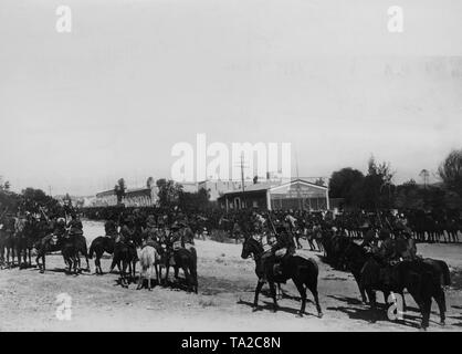 Eintrag der Englischen und Buren in Windhoek auf dem Gebiet der ehemaligen deutschen Kolonie Deutsch Südwestafrika zu Beginn des Ersten Weltkriegs. Stockfoto