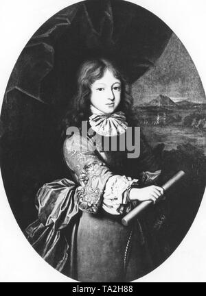 Kurfürst Maximilian II. Emanuel von Bayern, nach einem Gemälde von Paul Mignard, circa 1674. Stockfoto