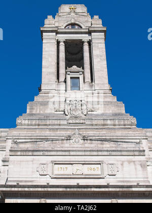 Nahaufnahme der ikonischen Freimaurer Hall, das Hauptquartier der United Grand Lodge und Supreme Grand Kapitel der Royal Arch Maurer von England. Stockfoto