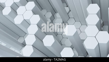 Abstrakte technologische sechseckige Hintergrund. 3D-Rendering. Geometrische Muster. Grafik Design elementfor Tapete. Moderne Visitenkarte vorlage Stockfoto