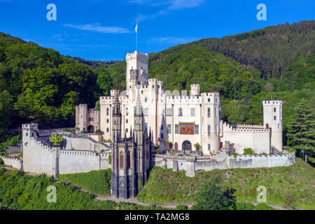 Schloss Stolzenfels, Gothic Revival Palast in der Stadt Koblenz, Unesco Welterbe Oberes Mittelrheintal, Rheinland-Pfalz, Deutschland Stockfoto