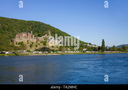 Burg Reichenstein bei Trechtingshausen, Unesco Welterbe Oberes Mittelrheintal, Rheinland-Pfalz, Deutschland Stockfoto