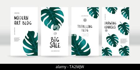 Design Hintergründe für Social Media. Trendy tropischen Vorlagen für soziale Netzwerke aktuell Geschichten Stock Vektor
