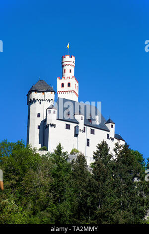 Der Marksburg in Braubach, UNESCO-Welterbe, Oberes Mittelrheintal, Rheinland-Pfalz, Deutschland | Marksburg Sterben am Dorf Halsenbach, Unesco wor Stockfoto