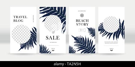 Design Hintergründe für Social Media. Trendy tropischen Vorlagen für soziale Netzwerke aktuell Geschichten Stock Vektor