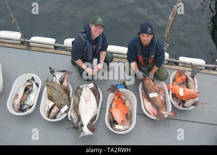 Fischerei auf Langara Island, Haida Gwaii. vormals auf den Queen-Charlotte-Inseln im Norden von British Columbia. Stockfoto