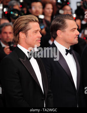 Cannes Film Festival 21 stMay an einem roten Teppich Brad Pitt Leonardo Dicaprio Stockfoto