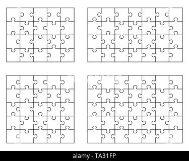 Vector Illustration von vier unterschiedlichen weißen Rätsel, separate Stücke Stockfoto
