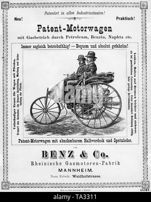 Anzeige der Benz Patent Motorwagen Nr. 1, die allgemein als ersten funktionierenden Automobil der Welt angesehen. Stockfoto