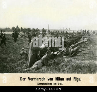 Ein Kampf gegen die Position der Freikorps "Iron Division' an Olai (Lettisch: olaine), einem Vorort von Riga. Die 'Eiserne Division' war eine freiwillige Organisation, die sich aus Deutschen und Baltischen Deutschen in der Ostsee Unabhängigkeit Krieg teil. Stockfoto