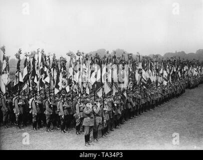 Über 5000 flagbearers wurden auf eine namentliche Der Reichsfuehrer (Chef) Der Stahlhelm am Maschsee in Hannover eingesetzt. Stockfoto