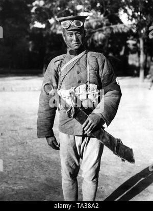 Einer der Soldaten Feng Yuxiang's, einem Chinesischen Christlichen Kriegsherr, in Peking. Stockfoto