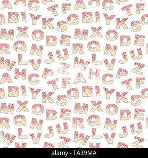 Cute cartoon Donuts verglaste Buchstaben nahtlose Vektor Muster hintergrund abbildung Stock Vektor